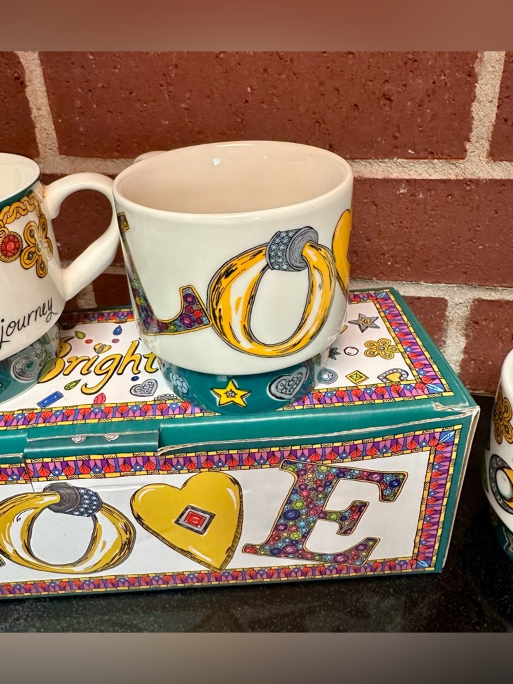 Brighton All You Need Is Love Stacking Cups Set of 3 Coffee Tea Mugs - Picture 4 of 8
